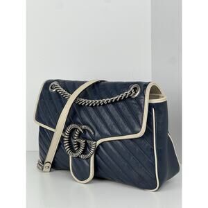 GUCCI Vintage Effect Calfskin Matelasse Medium Torchon Marmont Shoulder Bag